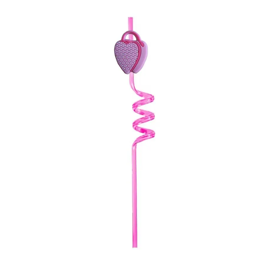 pink  2 themed crazy cartoon straws plastic drinking for  party supplies girls childrens favors kids decoration birthday reusable straw