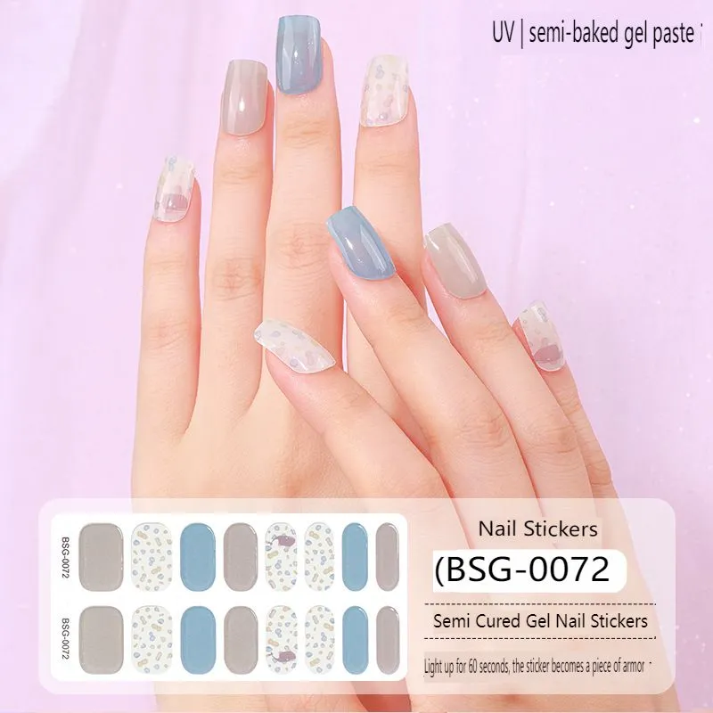 Semi-cured gel Nail Stickers Wholesale Supplise Nail Strips for Women Girls Full Beauty High Quality Stickers for Nails