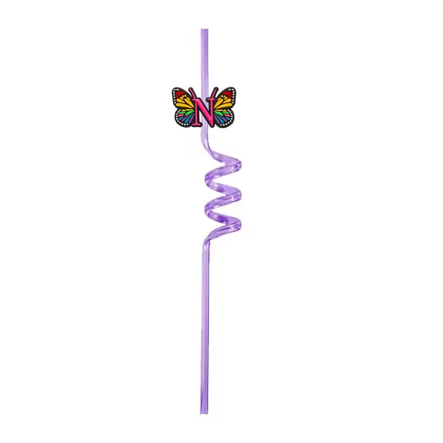 letter butterfly themed crazy cartoon straws drinking for kids christmas party favors girls birthday decorations summer sea reusable plastic straw