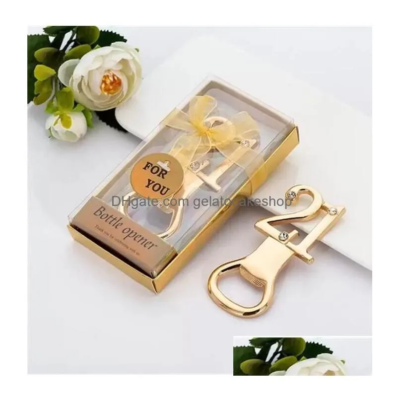 openers creative number bottle opener shower party favor gift box packaging wedding gift beer wine bottle opener kitched accessories bar