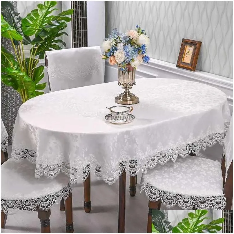 table cloth oval table cloth satin embroidered fold tea table europe dining table cover tablecloth table lace art dust cover chair