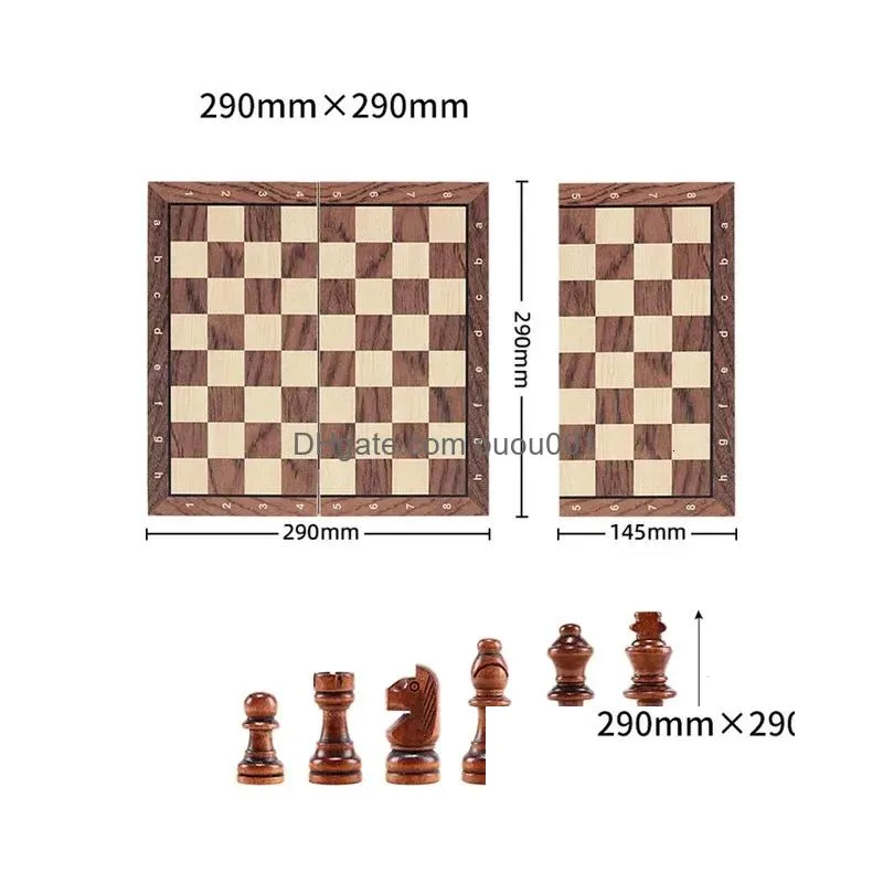 Chess Games Set - Magnetic Foldable Portable Solid Wood Board Educational For Students And Kids Christmas Gift Drop Delivery Dhfi8