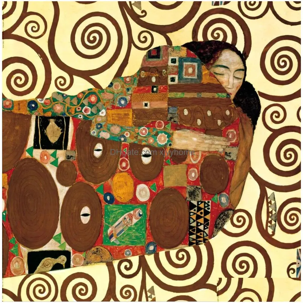Paintings Gustav Klimt Kiss Portrait Classic Painting Abstract Collection Canvas Art Prints And Poster Modern Wall Picture For Home Dr Dhc89