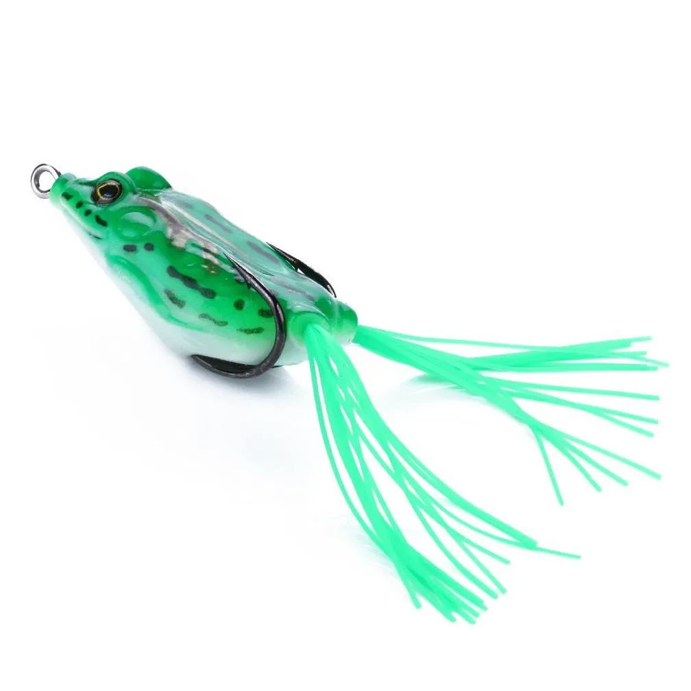 HENGJIA 60pcs Topwater Frog with High carbon Soft Bait 5.5CM 12.5G  Water Bass Minnow Fishing Lure FO003