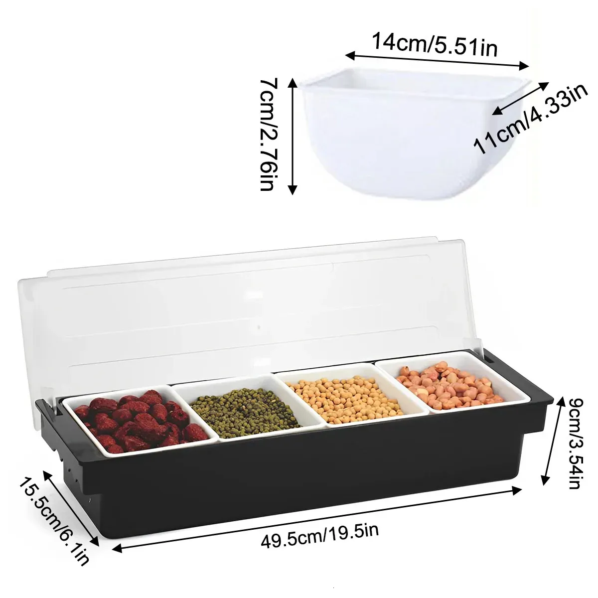 Herb Spice Tools 4 5 6 Compartment Trays Detachable Topping Station Pizza Ingredient Condiment Dispenser Ice Cooled Seasoning Container