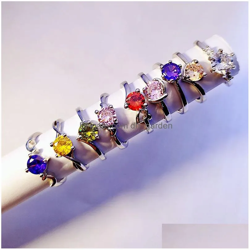 Band Rings Diamond Crystal Gold Sier Women Fashion Jewelry Zircon Sweet French Elegant Flower Ring Gift Open Adjustable Size Dhgarden Dhzvb