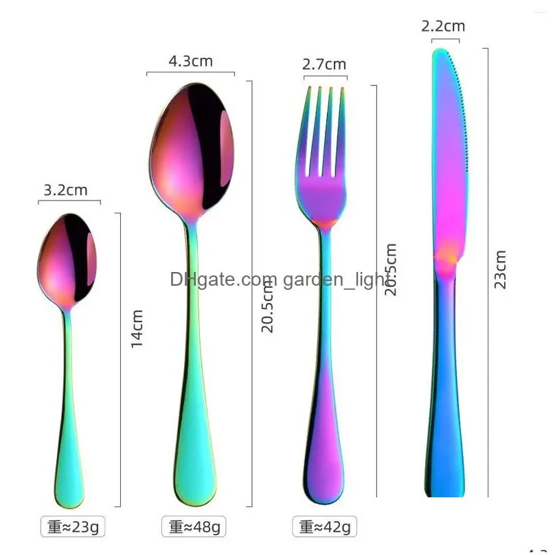 dinnerware sets stainless steel tableware 24 piece knife fork spoon set rack gold cutlery and