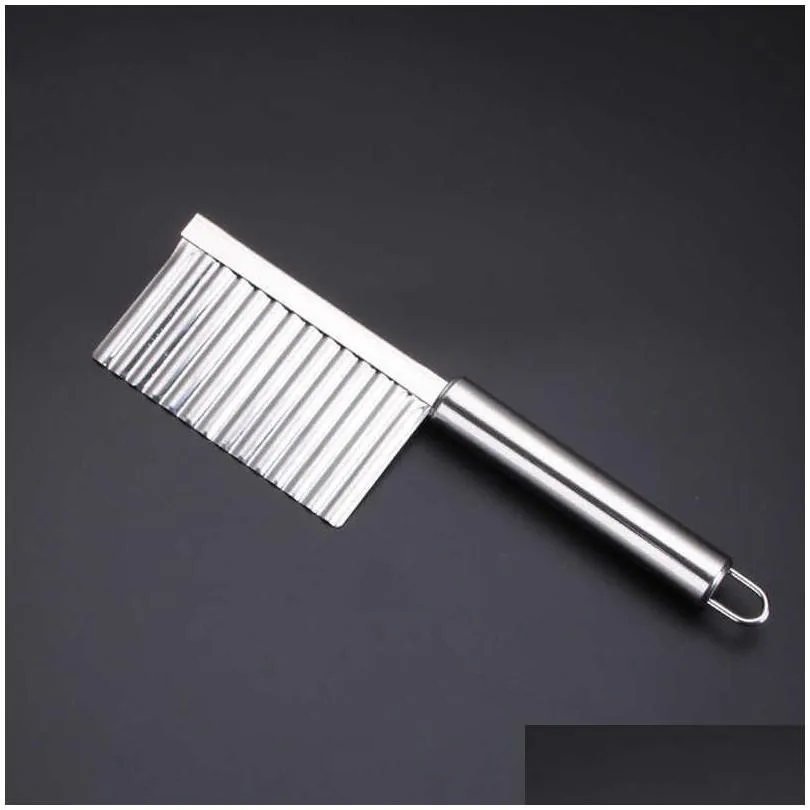 new new stainless steel potato knife wave french fries knife slicer corrugated cut flower knife vegetable cutter kitchen accessories