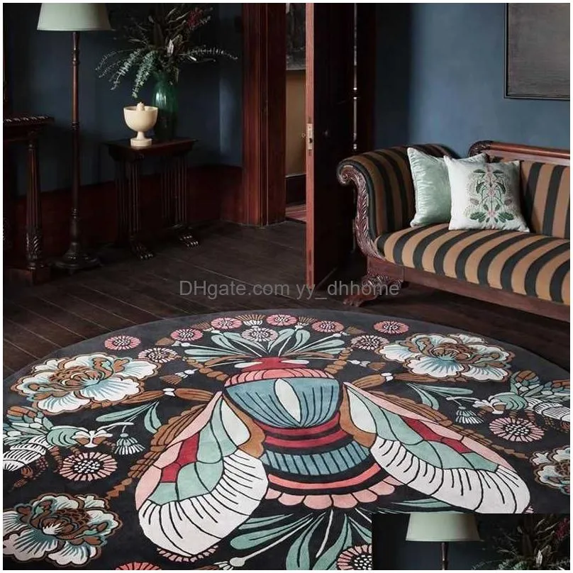 carpets living room carpet retro pastoral flower home decoration luxury large area bedroom rug round fluffy cloakroom mat
