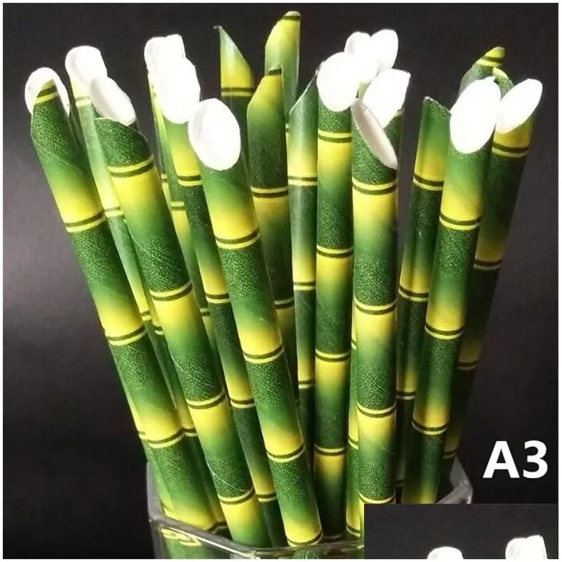 Drinking Straws Biodegradable Bamboo Paper St Sts Eco-Friendly 25Pcs Per Lot Party Use Disaposable On Promotion Drop Delivery Home Gar Dhkfg