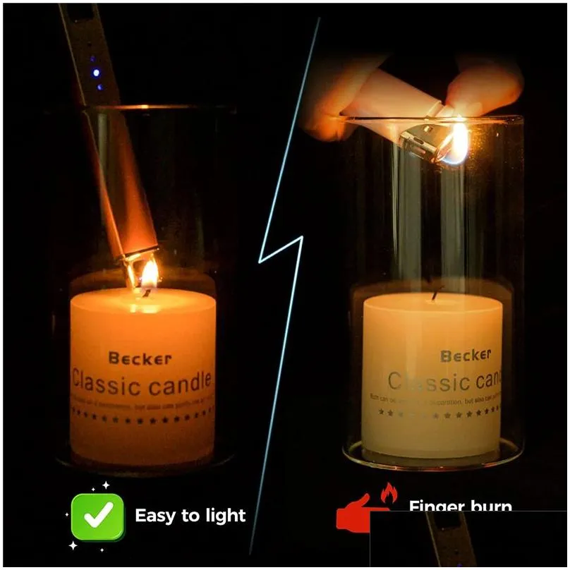 Lighters Electric Arc Bbq Lighter Usb Windproof Flameless Plasma Ignition Long Kitchen Gas For Candle Drop Delivery Home Garden Househ Dhfmi
