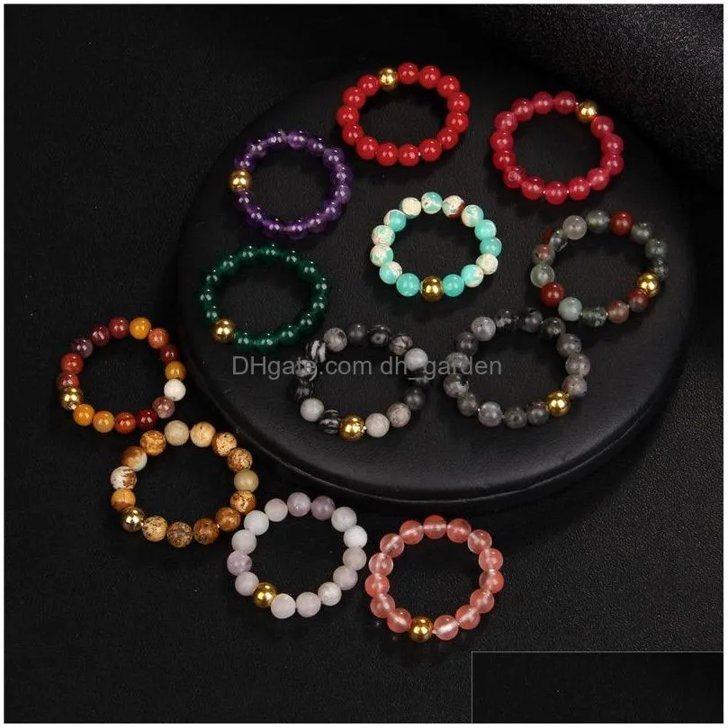 With Side Stones 4Mm Beads Ring Personality Stone Temperament Fashion Jewelry Finger Rings Women Sweet Korean Retro Girls S Dhgarden Dhnby