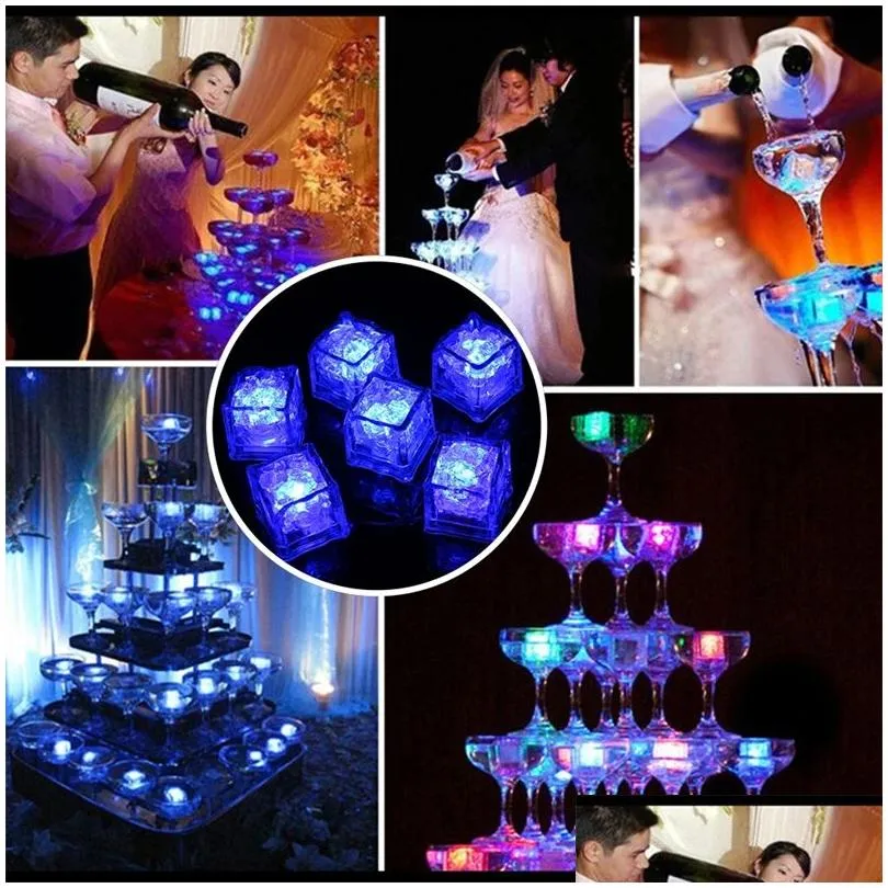 Party Decoration Led Gadget Colors Mini Romantic Luminous Artificial Ice Cube Flash Light Wedding Christmas Drop Delivery Home Garden Dhhpj