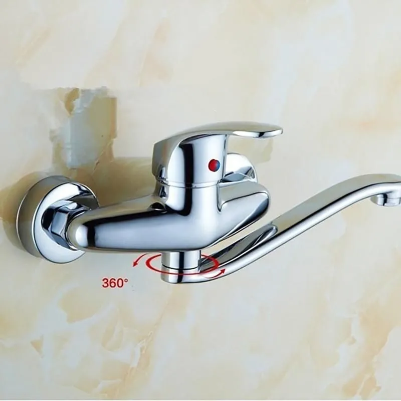 Double Hole Cold And Faucet Single Handle Wall-mounted Entry Type Tap With Spout Very Short 15 Cm Bathroom Sink Faucets
