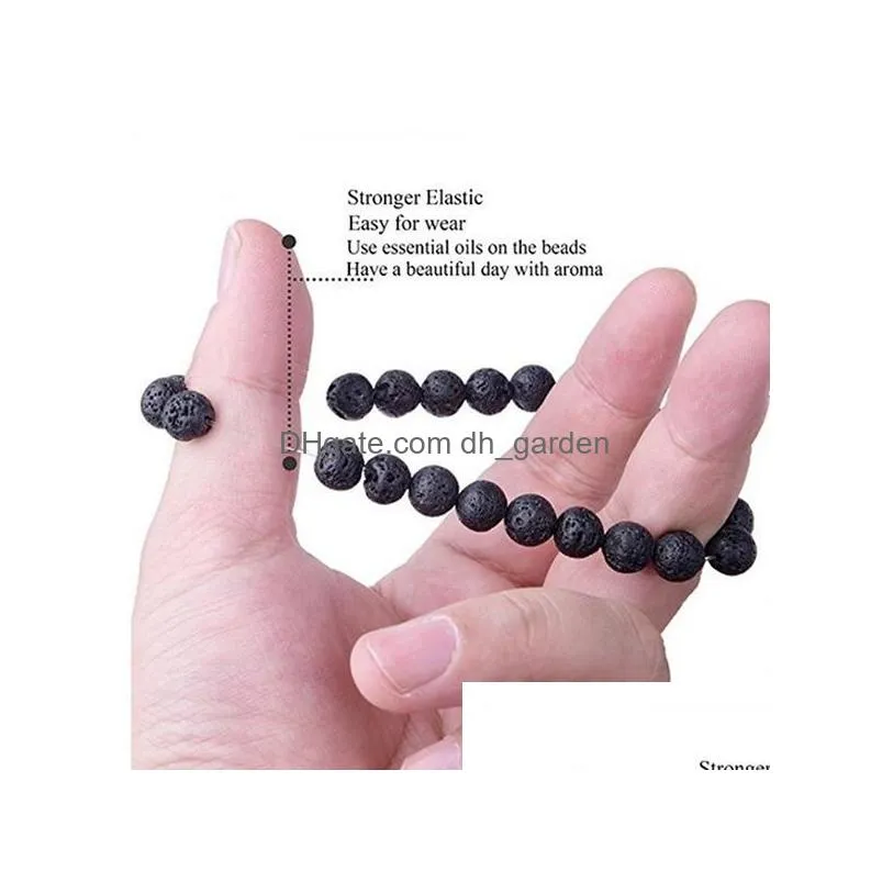 Beaded Natural 8Mm Lava Stone Healing Crystal Stretch Bracelet For Uni Friendship Gift Handmade Gemstone Jewlerry Drop Deli Dhgarden Dh1Qv