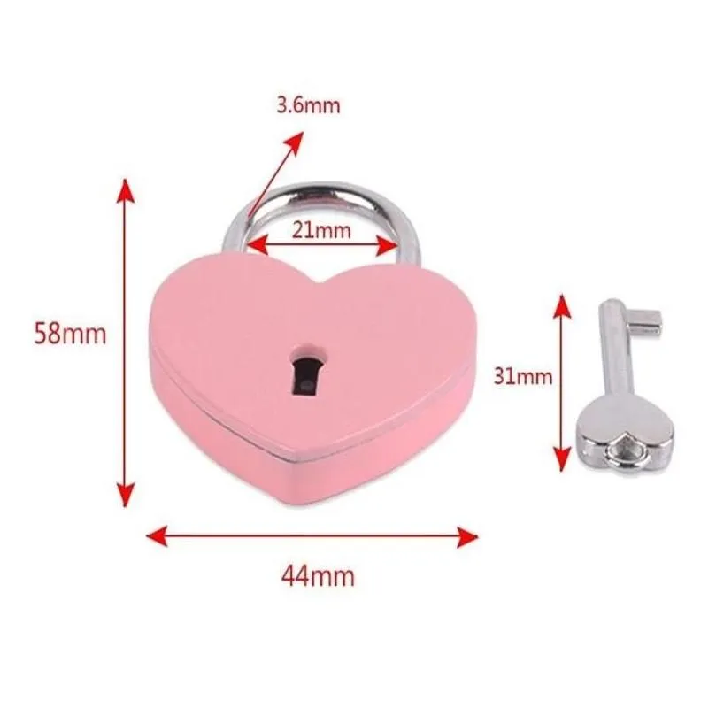 Door Locks Creative Alloy Heart Shape Keys Padlock Mini Archaize Concentric Vintage Old Antique With Home Garden Building Drop Delive Dh5W6