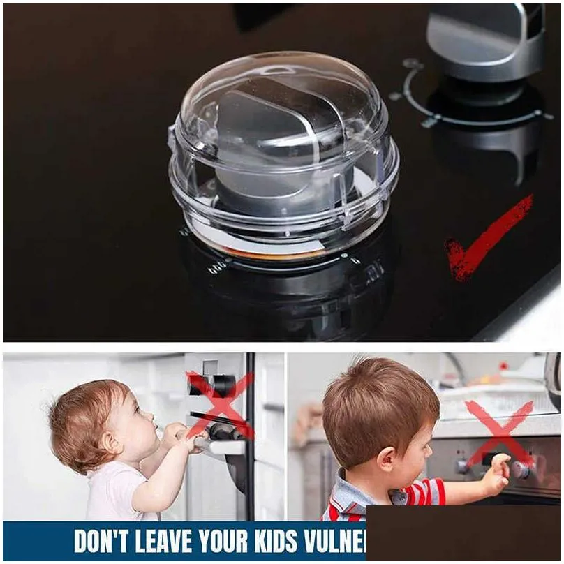 new 4/3/2/1 piece oven kitchen gas stove button cover knob control switch protective housing safety lock child protection