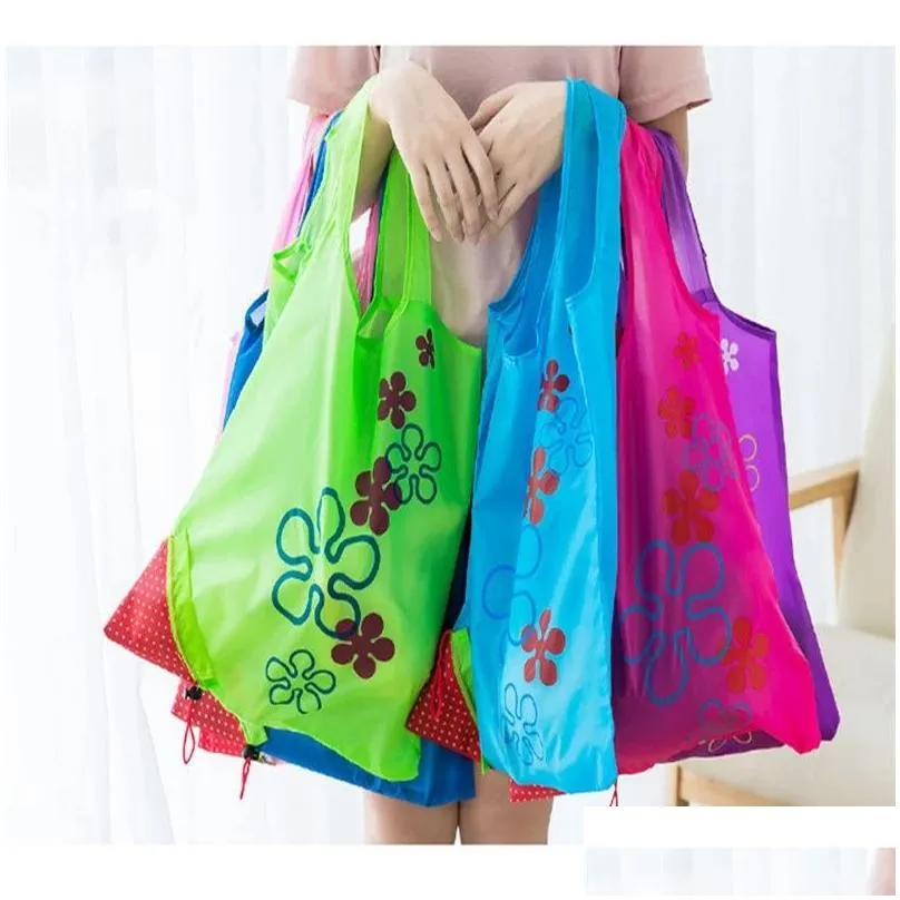Storage Bags Creative Environmental Bag Handbag Stberry Foldable Shop Reusable Folding Grocery Nylon Eco Tote Drop Delivery Home Garde Dh74E