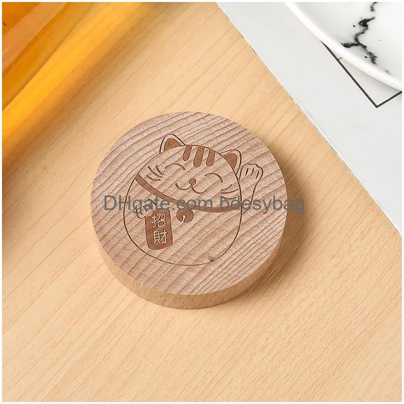 Openers Blank Diy Beech Wooden Round Shape Bottle Opener Coaster Fridge Magnet Decoration Beer Custom Logo Home Garden Kitchen Drop D Otha4