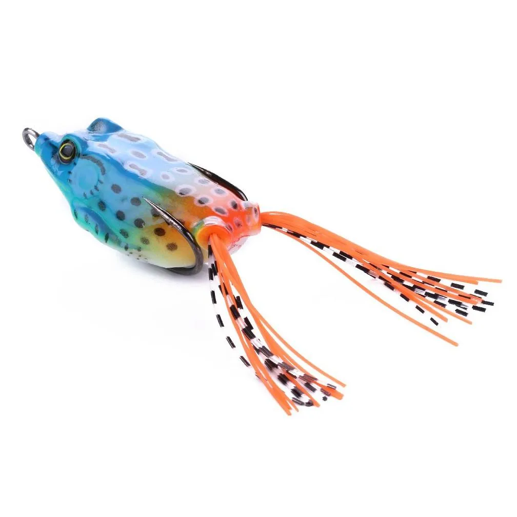 HENGJIA 60pcs Topwater Frog with High carbon Soft Bait 5.5CM 12.5G  Water Bass Minnow Fishing Lure FO003