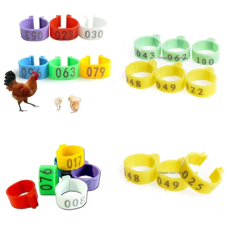 carriers 100pcs/bag poultry farming chicken goose duck foot ring plastic color for identify plastic layer broiler with number 001100