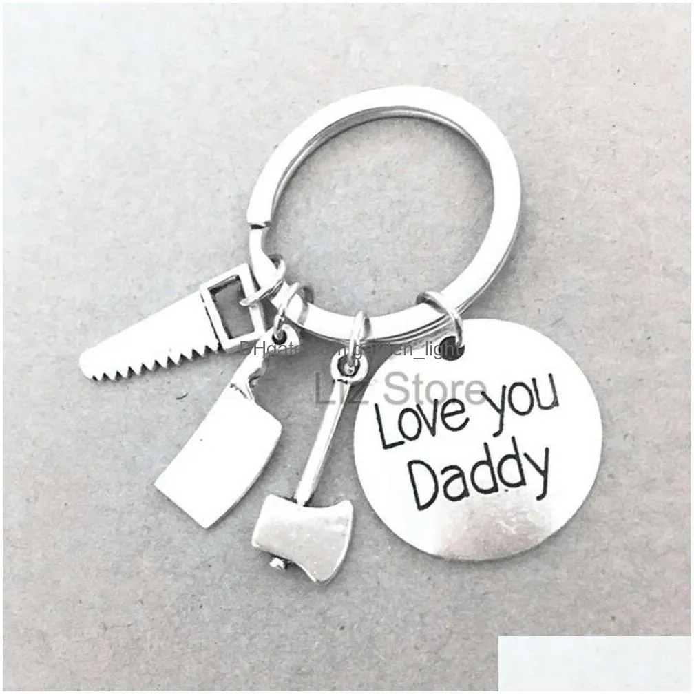 gift father you day love daddy key chain metal hammer screwdriver wrench charms pendants keychain portable keychains th0740 chain