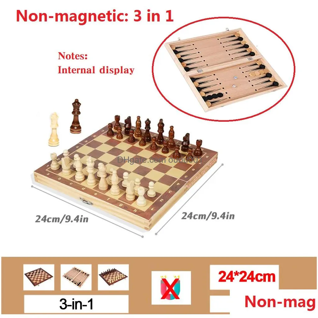 Chess Games Set Board 24-39Cm Adt Children Gift Family Game Solid Wood Pieces Traditional Classic Handmade 230613 Drop Delivery Dhyng