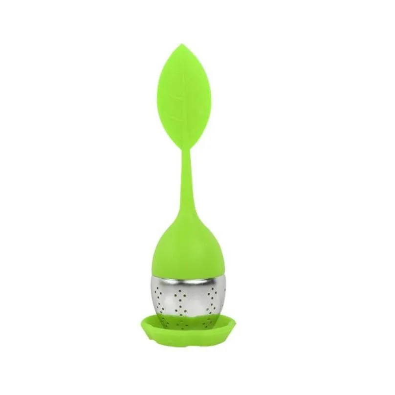 Tea Strainers High Quality Sile Handle Infuser With Stainless Steel Strainer And Drip Tray For Herbal Drop Delivery Home Garden Kitche Dhu50