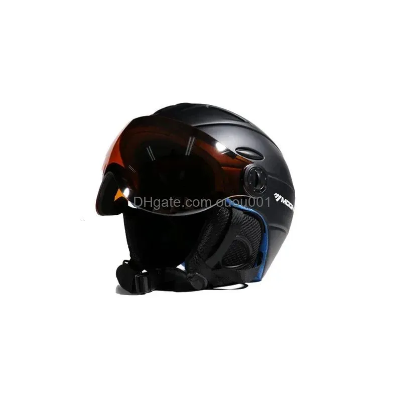 Ski Helmets 2-In-1 Visor Snowboard Helmet Detachable Snow Mask Anti-Fog Anti-Uv Integrated Goggle Shield Low Weight Adts Men Drop Del Dhqzf