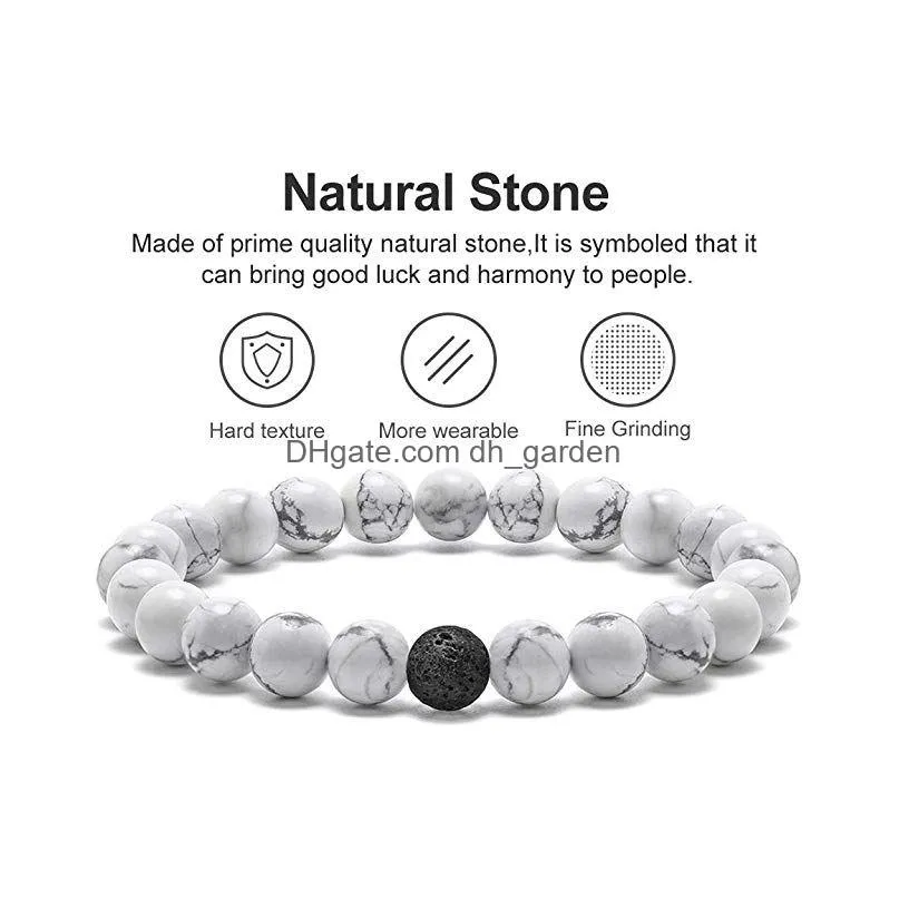 Beaded Lava Rock Couples Bracelet For Women 8Mm Natural Stone Bead Relief Yoga Anxiety Healing Men Drop Delivery Jewelry Bra Dhgarden Dhzyy