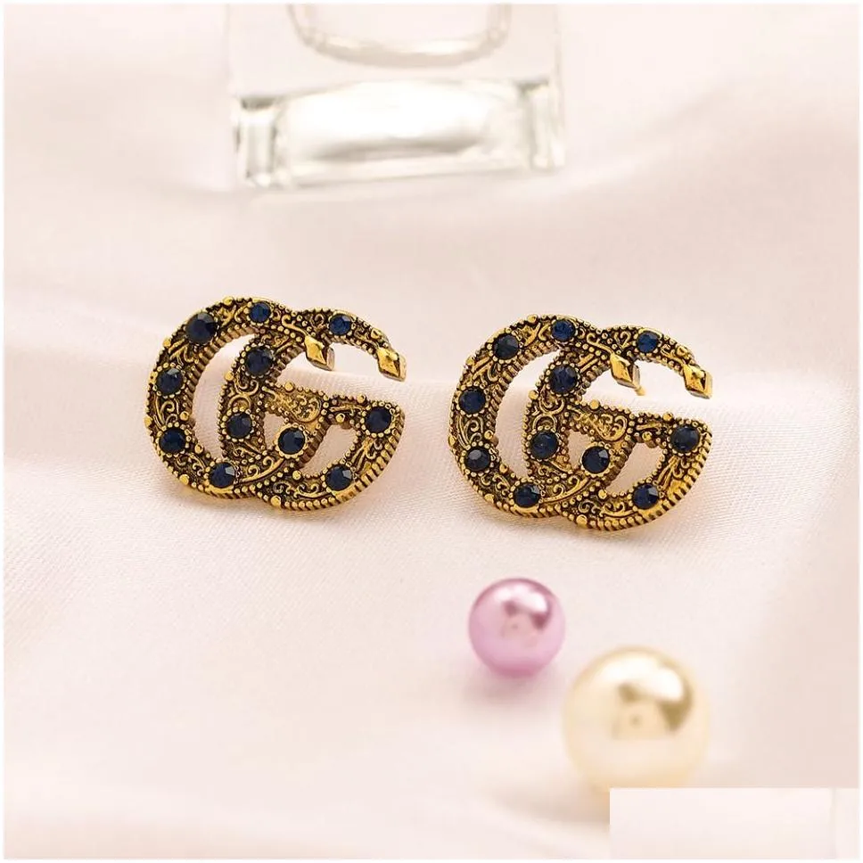 Stud Earrings Ear Classic Designer Gift Charm Vintage Gold Plated New Pearl Diamond Luxury Brand With Box High Quality Drop Delivery Otnf7