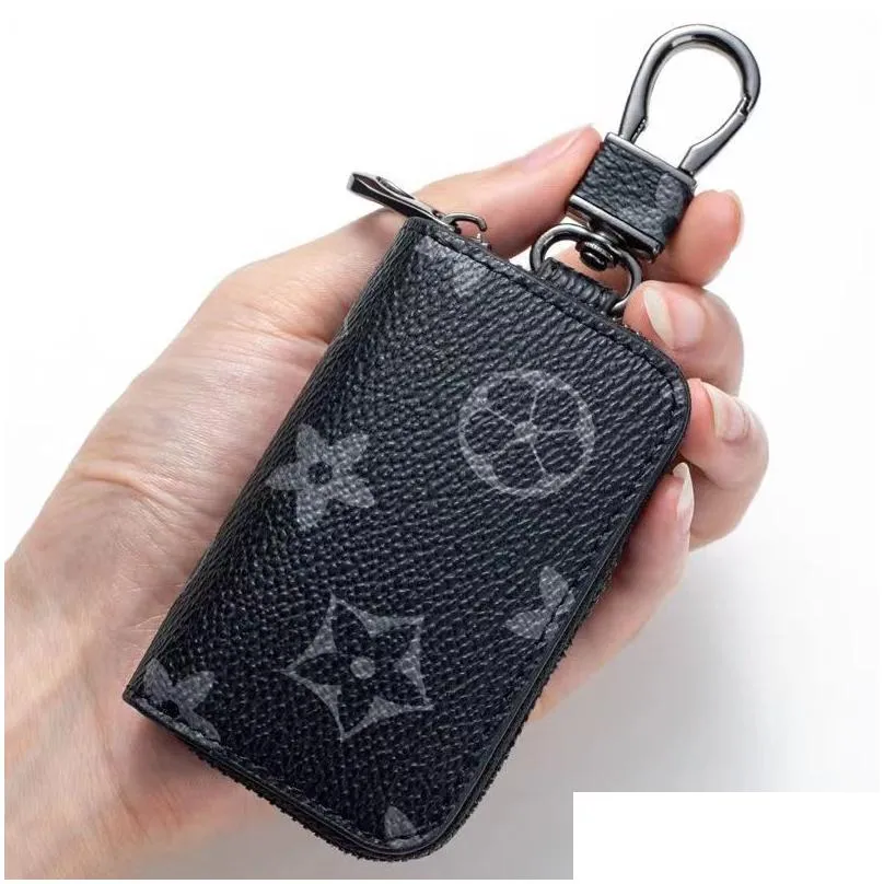 Key Wallets Designer- Car Case Male Pu Leather Keys Holder Women Smart Housekeeper Zipper Keychain Pouch Bag Wallet Drop Delivery Ba Dhujt