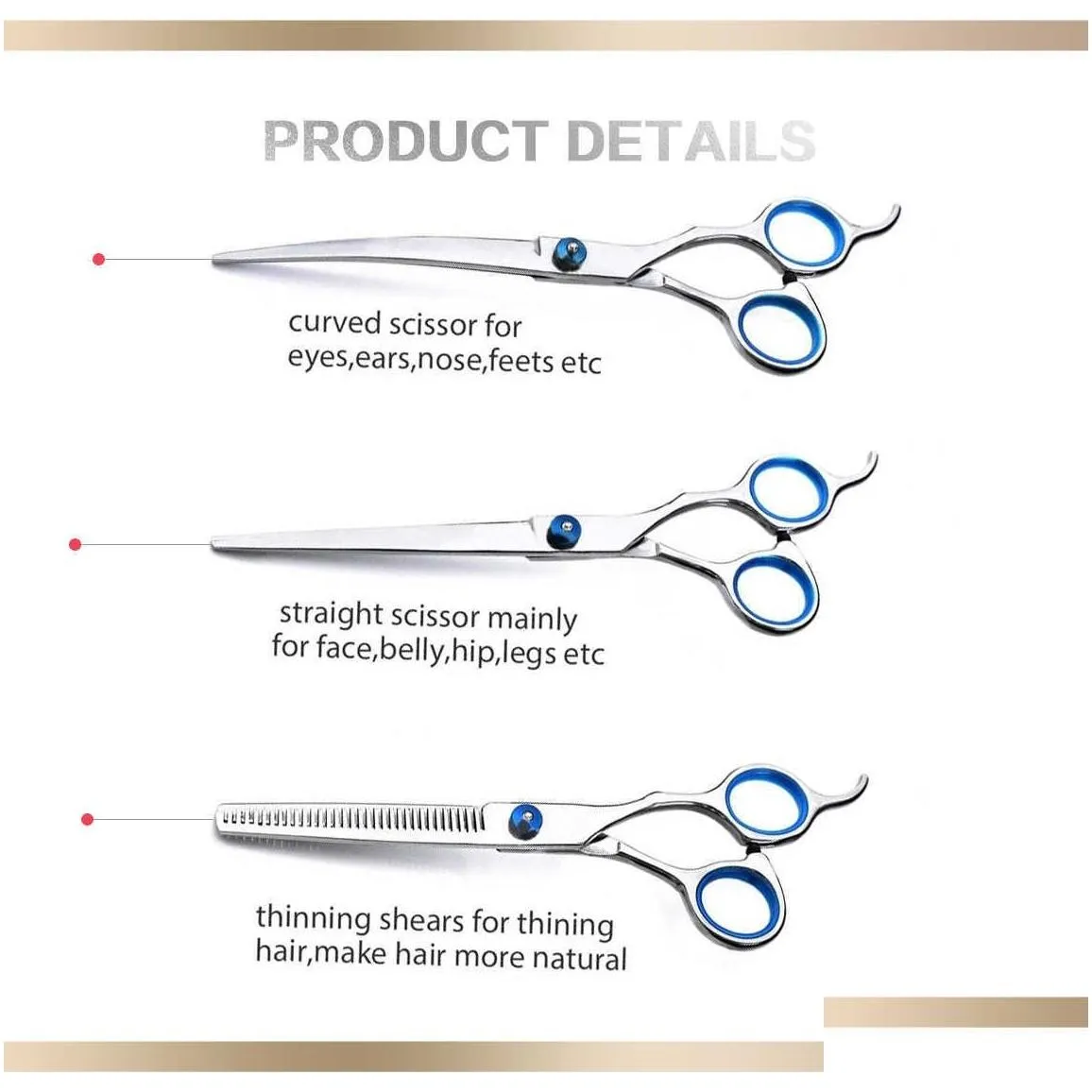 new 5pcs/set stainless steel pet dogs grooming scissors suit hairdresser scissors for dogs professional animal barber cutting tools