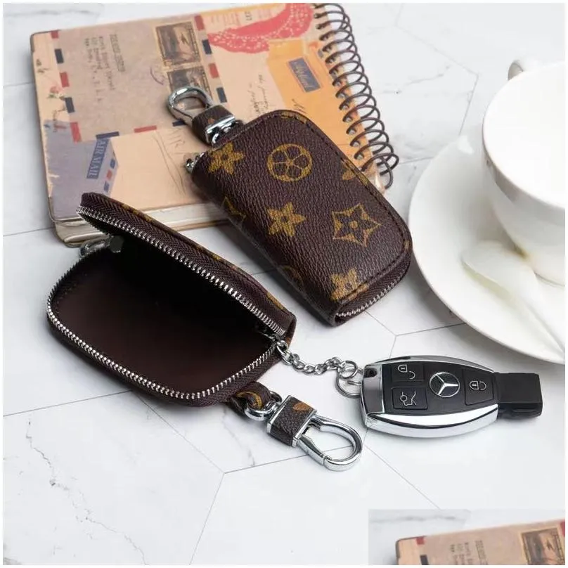 Key Wallets Designer- Car Case Male Pu Leather Keys Holder Women Smart Housekeeper Zipper Keychain Pouch Bag Wallet Drop Delivery Ba Dhujt