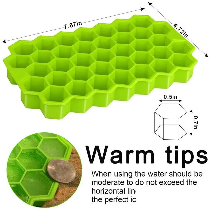 Other Bar Products 37 Holes Honeycomb Ice Cube Mold Food Grade Flexible Sile Mods For Whiskey Cocktail Kitchen Accessories Drop Delive Dhnbe