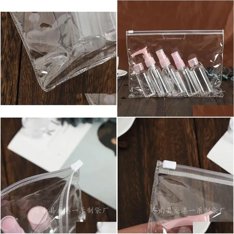 Storage Bags 23X17Cm Women Travel Pvc Cosmetic Transparent Clear Zipper Organizer Beauty Toiletry Bag Bath Wash Make Up Case Drop De