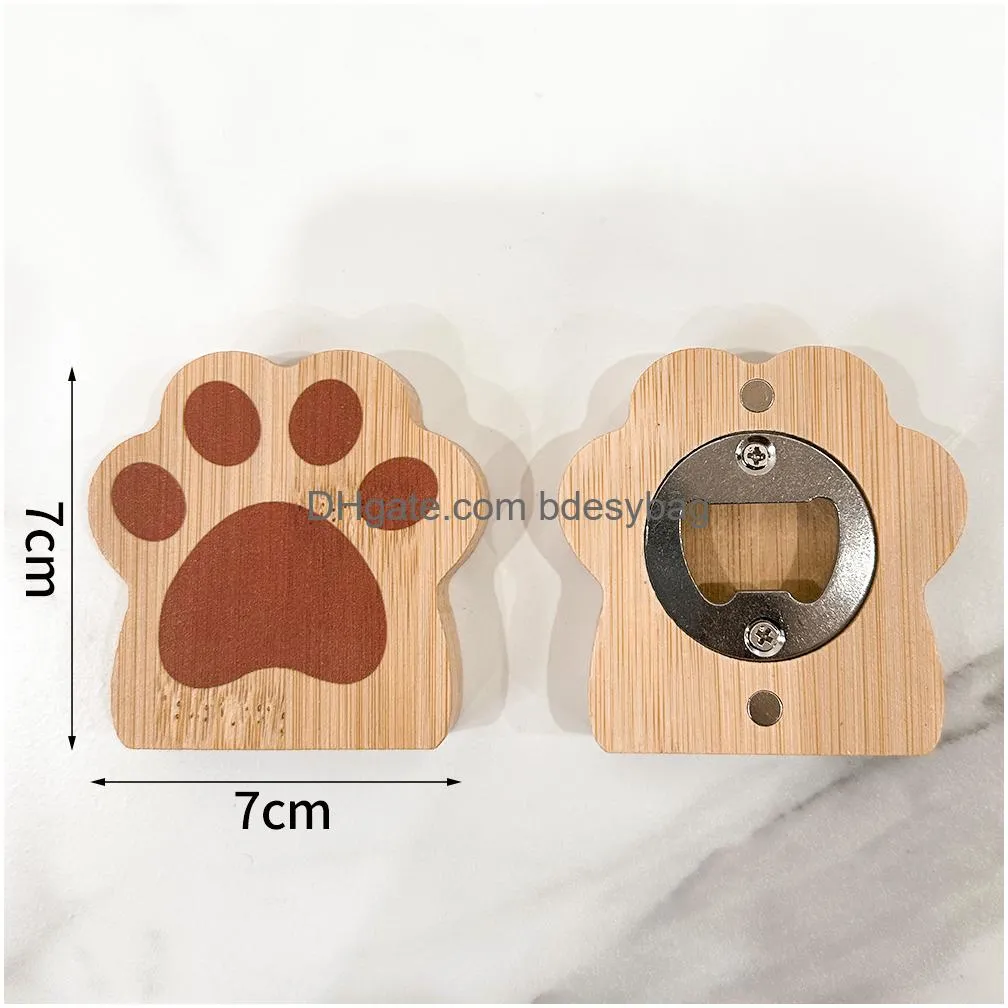 Openers Blank Diy Beech Wooden Round Shape Bottle Opener Coaster Fridge Magnet Decoration Beer Custom Logo Home Garden Kitchen Drop D Otaav