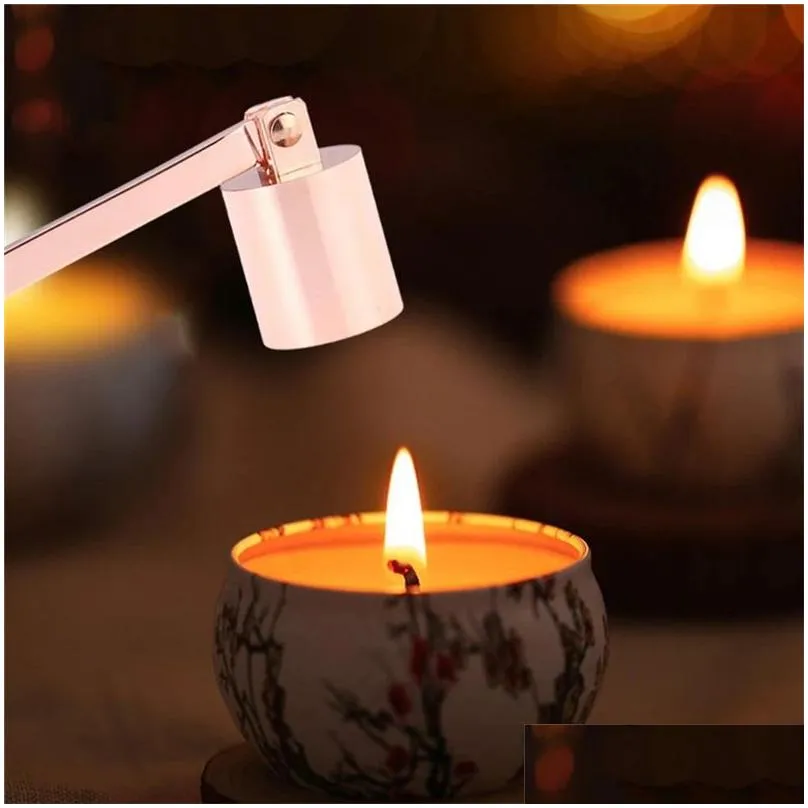 Candles Stainless Steel Candle Snuffer Tool Long Handle Bell Extinguisher Wick Trimmer Accessories Drop Delivery Home Garden Decor Dhelx