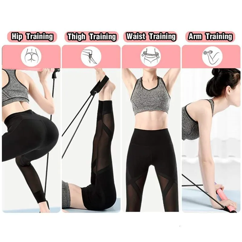 Resistance Bands Portable Yoga Pilates Bar Stick with Band Home Gym Muscle Toning Fitness Stretching Sports Body Workout Exercise