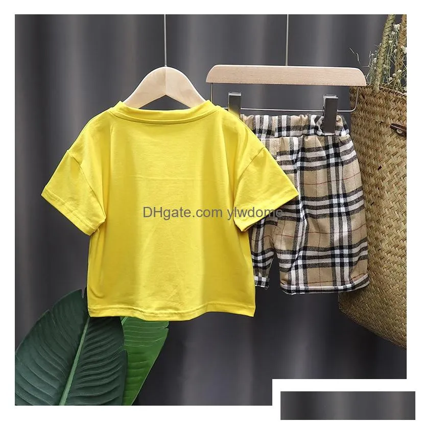 Clothing Sets Baby Clothes For Boys Girls Summer Spring Casual Solid Short Sleeve Toddler T-Shirt Tops Pants Kids Pajama Outfit Drop D Dhzfh