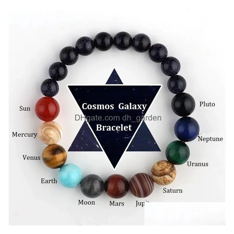 Beaded 6 Styles Solar System Nine Planets Bead Bracelet Natural Stone Universe Yoga Chakra For Women Men Jewelry Drop Delive Dhgarden Dh05B