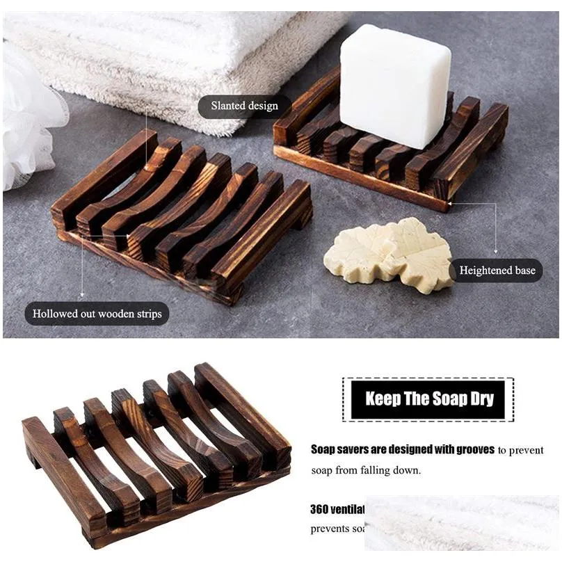 Soap Dishes Wooden Dish Case Holder For Bathroom Shower Waterfall Drainer Kitchen Keep Dry Easy To Drop Delivery Home Garden Bath Acce Dhonv