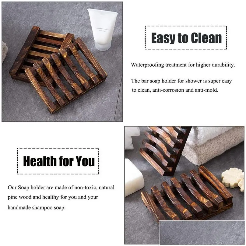 Soap Dishes Wooden Dish Case Holder For Bathroom Shower Waterfall Drainer Kitchen Keep Dry Easy To Drop Delivery Home Garden Bath Acce Dhonv