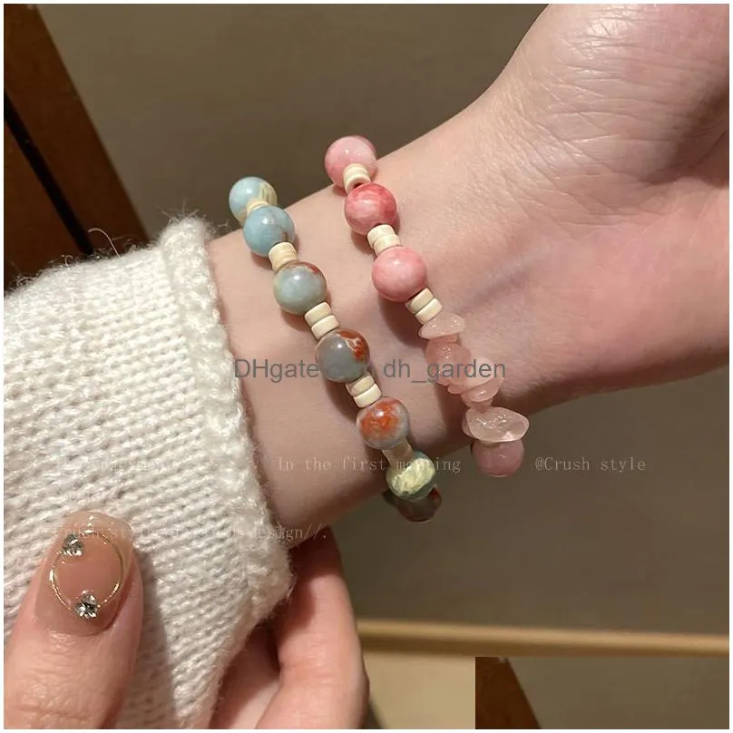Beaded Mticolor Shoushan Stone Bracelet Womens Sweet Handstring Handjewelry 1 Drop Delivery Jewelry Bracelets Dhgarden Dhdrv
