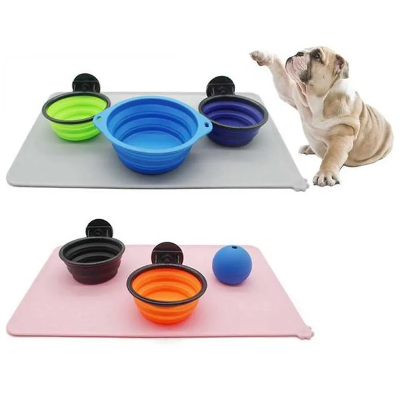 new pet cat bowl food mat with high lips silicone non-stick waterproof dog food feeding pad puppy feeder tray water cushion placemat