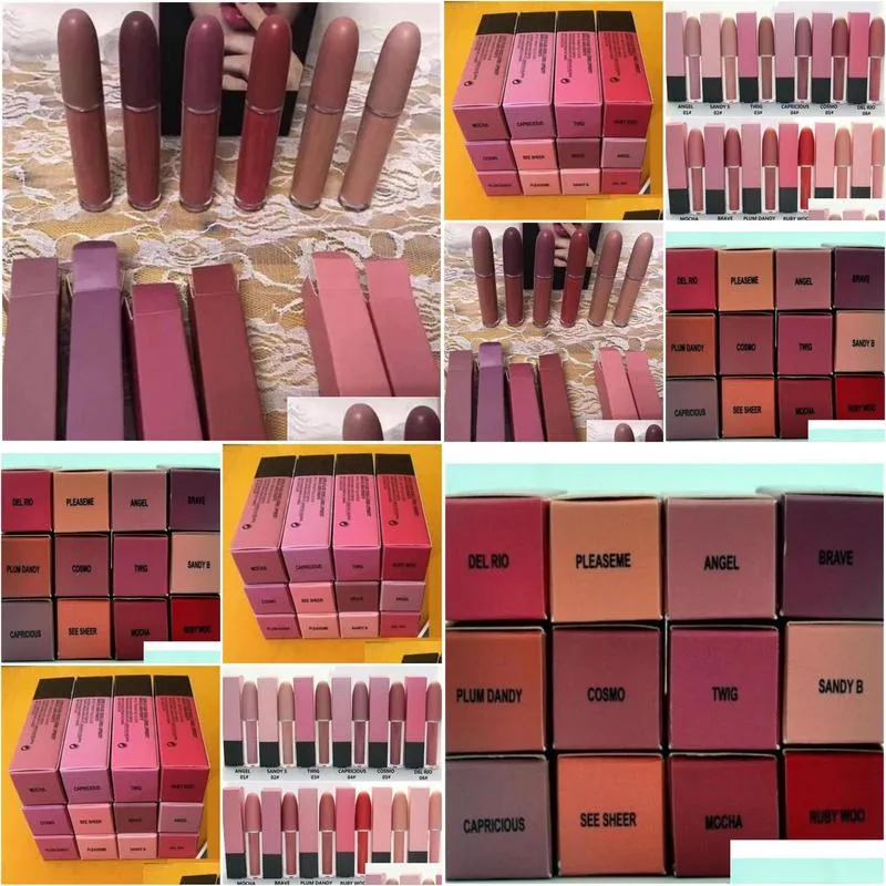 Dropshipping high quality makeup matte lipsticks epacket free ship 12 color new make up lips lustre lip gloss liquid lipstick 4.5g