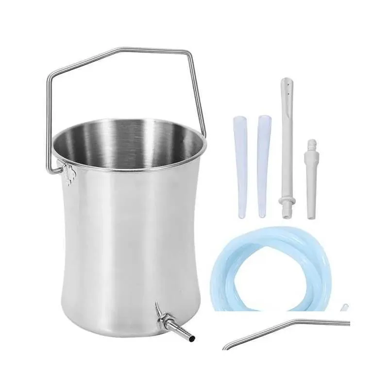new 2l health stainless steel enema bucket suitable for colon cleansing reusable constipation cleaning detoxification cleansing enem