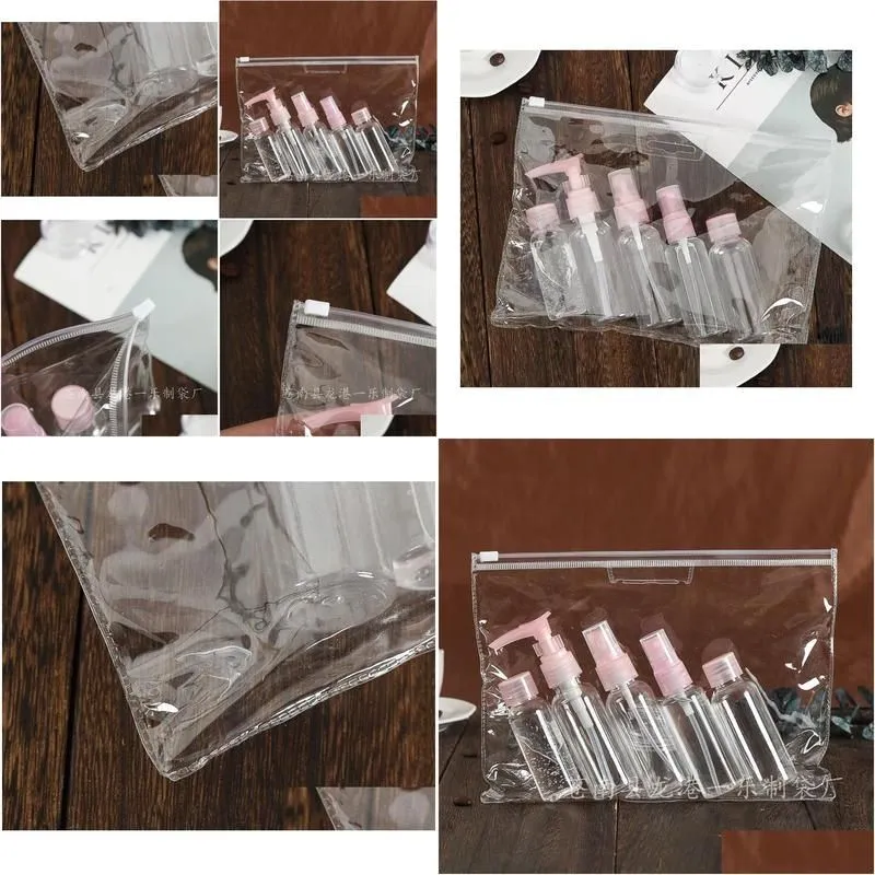 Storage Bags 23X17Cm Women Travel Pvc Cosmetic Transparent Clear Zipper Organizer Beauty Toiletry Bag Bath Wash Make Up Case Drop De