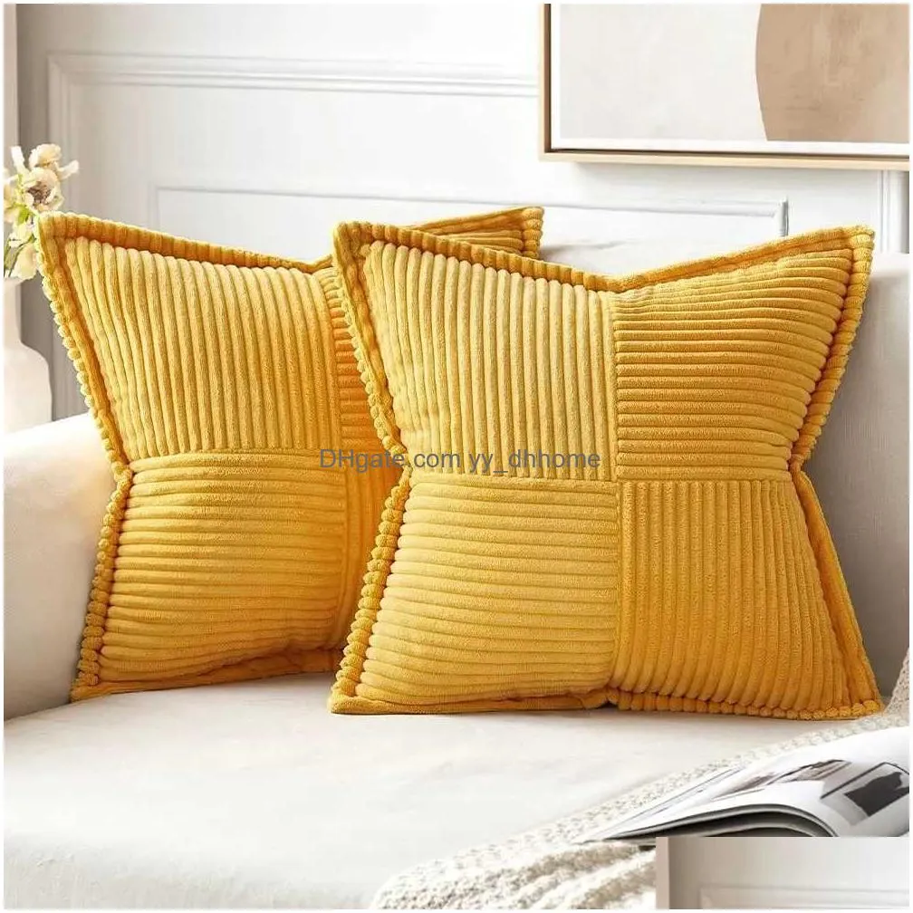 cushion/decorative soft polyester corduroy cushion cover with geometric pattern boho throw cover for soft living room bedroom home
