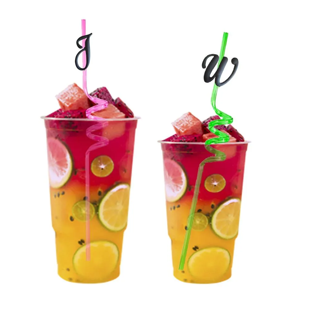 black large letters themed crazy cartoon straws plastic straw with decoration for kids sea party favors drinking christmas supplies birthday pool reusable